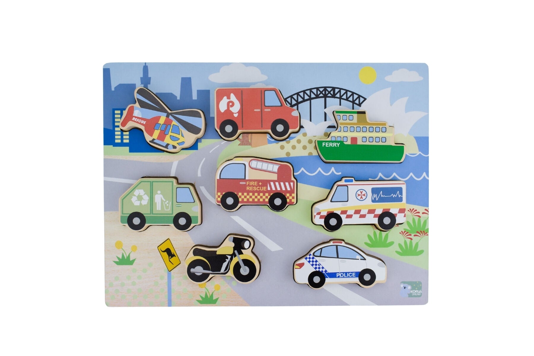 WOODEN CHUNKY AUSSIE TRANSPORT VEHICLE PUZZLE